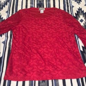 rebecca malone petite size PS red floral blouse